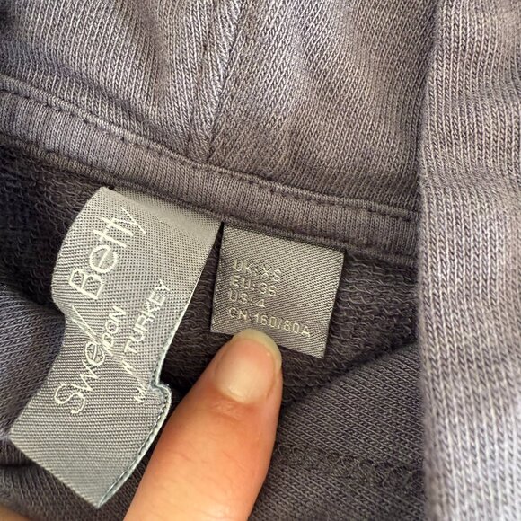Sweaty Betty After Class Cropped Hoodie XS Gray French Terry Thumb Holes - Picture 6 of 7